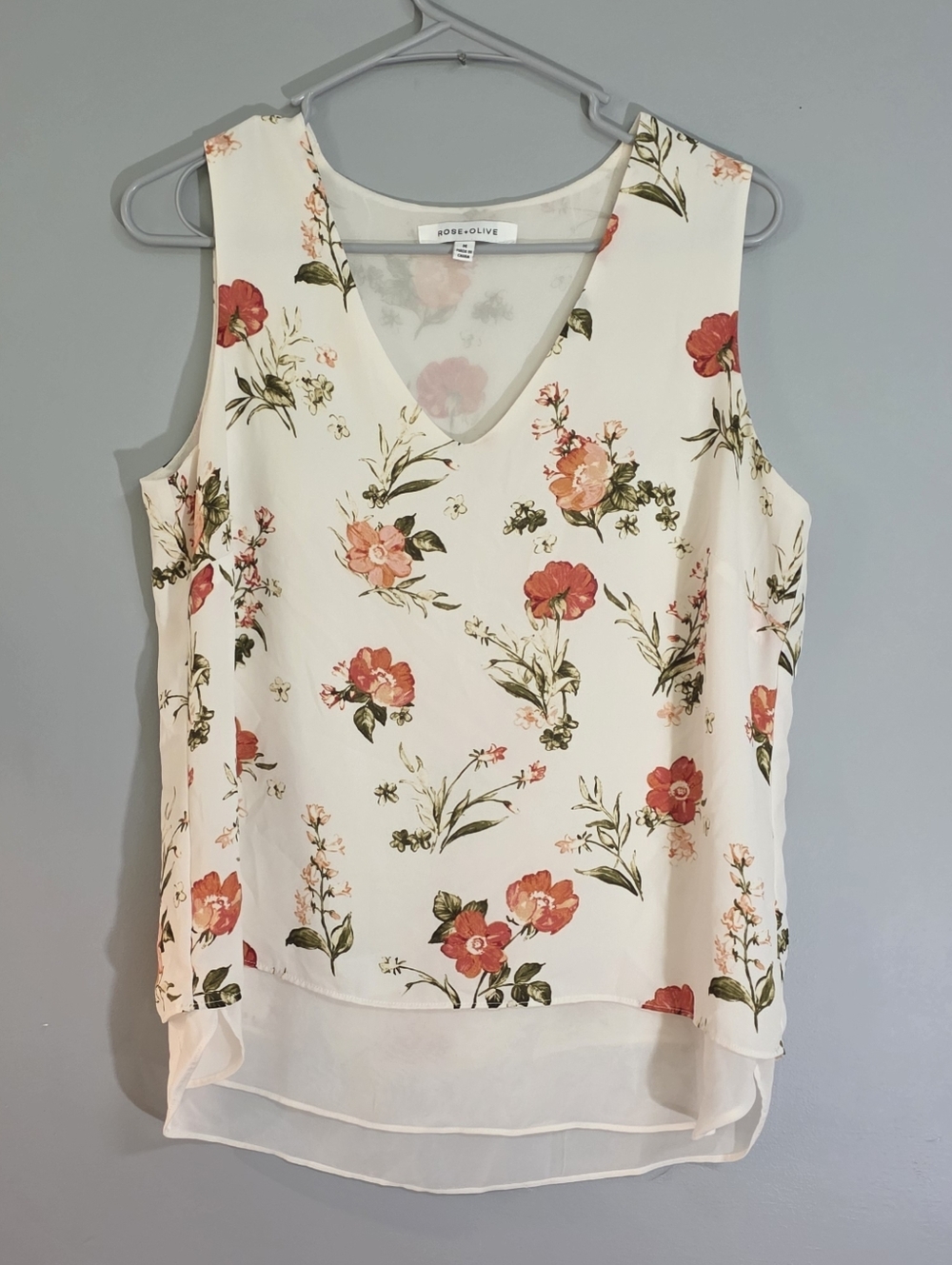 Rose & Olive Cream Floral Layered V-Neck Camisole